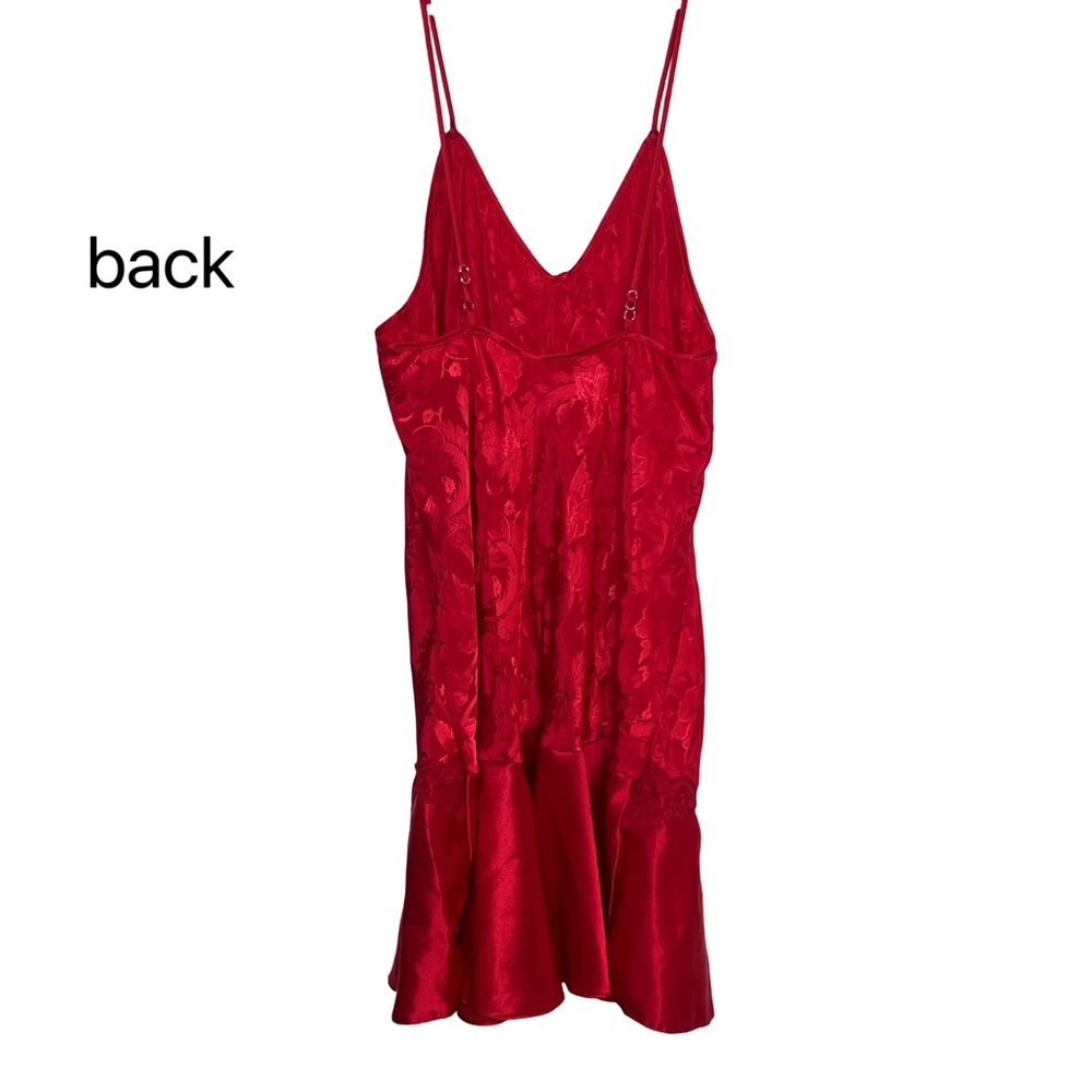 Red Floral Satin Chemise - Picture 2 of 7